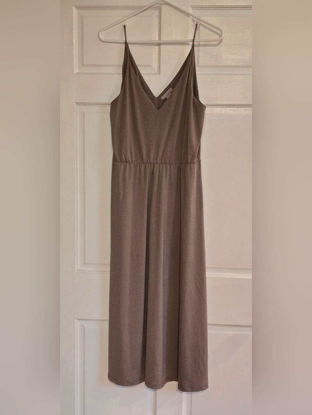 H&M Taupe Spaghetti-Strap Midi Dress
